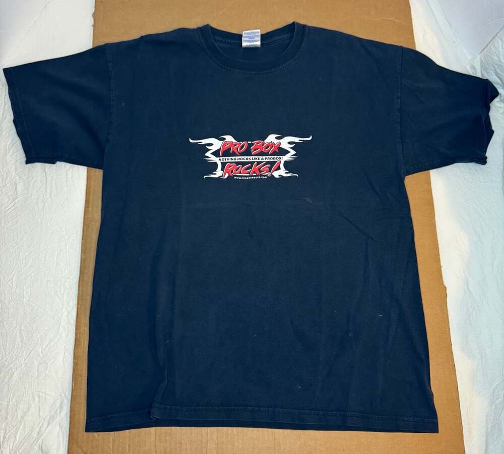 Gildan Pro Box Rocks T-Shirt Size L Black Graphic Tee
